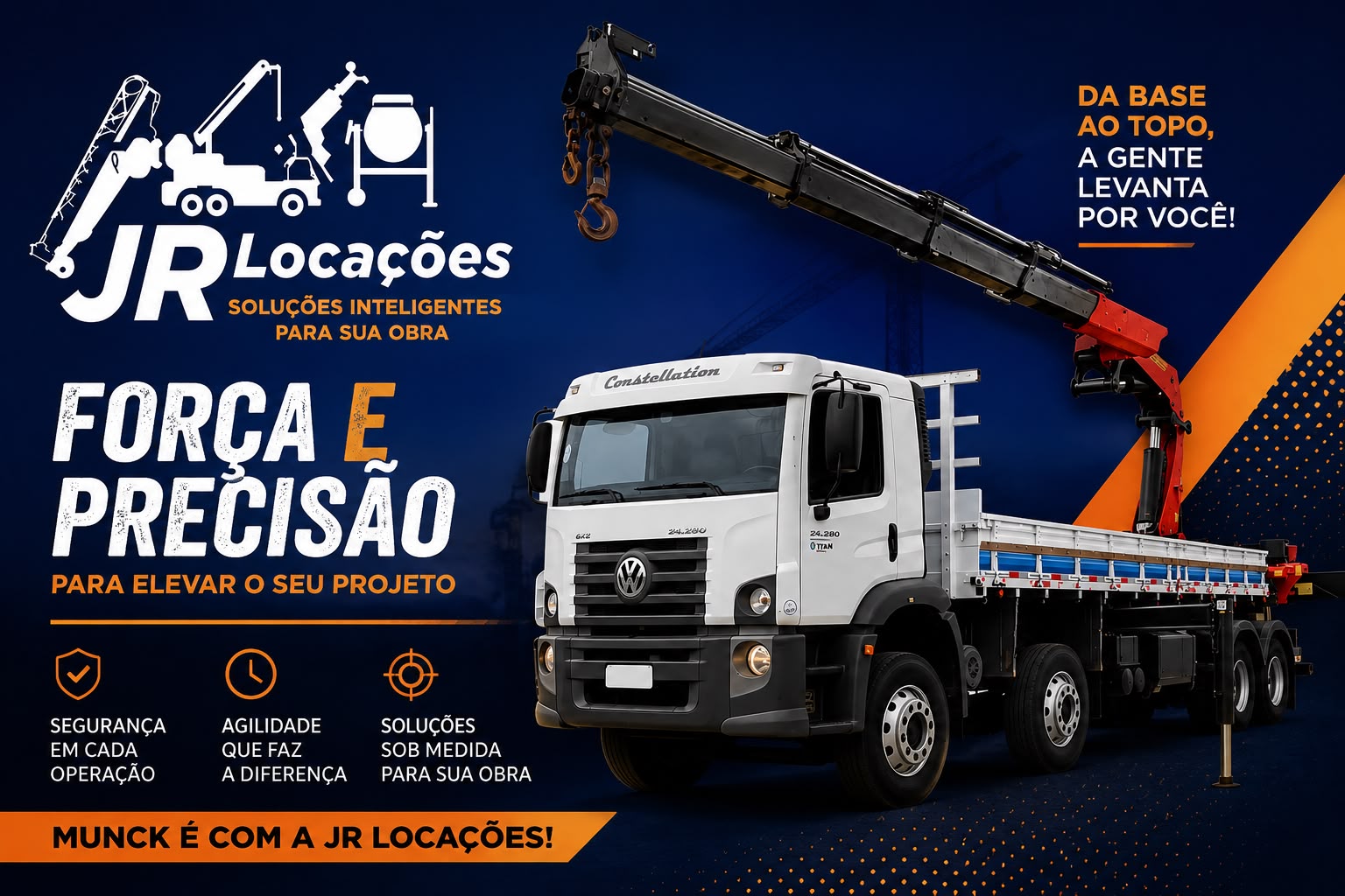 Locação de caminhão munck em Prata MG - JR Locações