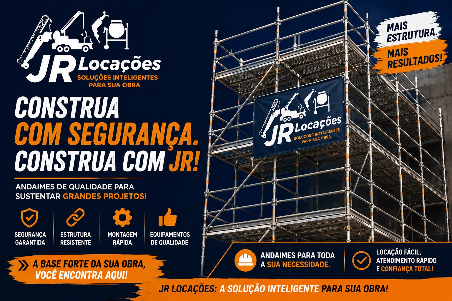 Locação de andaimes em Prata MG - JR Locações